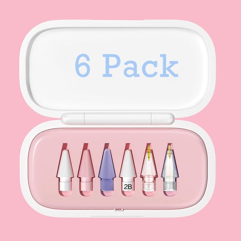 Wilbeva 6 Pack Replacement Pencil Tips with Case for Apple iPad 2nd / 1st Generation - Sensitive and Precise Control iPencil Nibs Compatible with iPad for Pencil USB C/ 2nd/ 1st Gen Apple Pen - Image 1